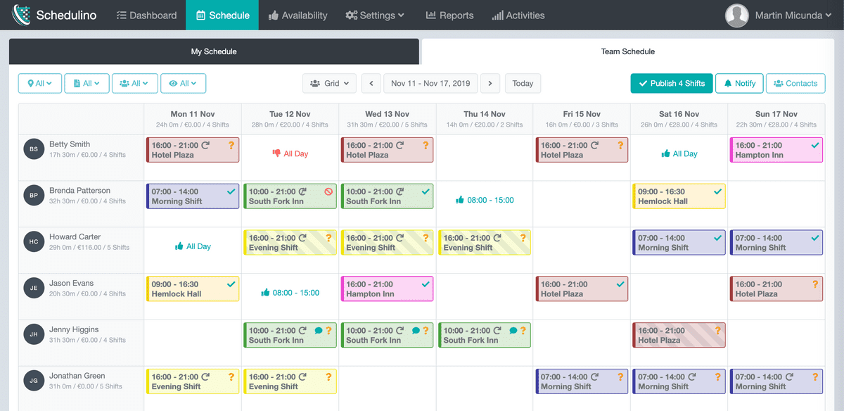 Employee scheduling